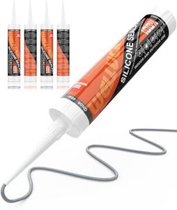 WELLUCK Grey Silicone Caulk, 100% Waterproof Silicone Sealant Adhesive Caulking,for RV, Kitchen,Bathroom, Window, Door, Glass,10.2FL.OZ/300ML（4 Pack）