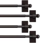 H.VERSAILTEX 4 Pack Magnetic Curtain Rods for Metal Doors Multi-Use Adjustable Rods Tool Free for Iron and Steel Place 1/2" Diameter, with Petite Ball Finials (16"-28", Cocoa)