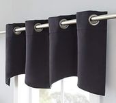 WARM HOME DESIGNS 1 Black Color Scalloped Valance Scarf with 8 Grommets. These Café Curtains Measure 137 cm Wide and 45 cm Long (54 x 18 Inches). Valances Look Great in Kitchen, Bathroom, Dining Room, Basement or RV. N Black Scalloped Valance