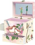 Enchantmints Sweet Fairy Wren Jewelry Box for Girls Musical – Kids Treasure Chest with 4 Pullout Drawers & Spinning Figurine - Ideal for Birthdays Valentine's Gifts