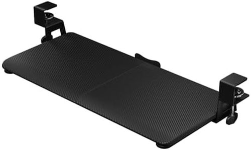 BONTEC Small Keyboard Tray Under Desk, Pull Out Keyboard & Mouse Tray with C Clamp, 20 (24.6 Including Clamps) x 11.8 Inch Steady Slide-Out Computer Drawer for Typing, Black Carbon Fiber