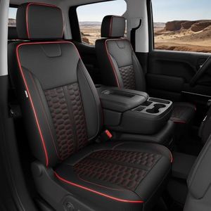 RIDEPOSH Custom Leather Seat Covers for Silverado/Sierra 1500 2019-2026 | Only Crew Cab, Fits 2500/3500HD 2020-2026, Protective, Scratch-resistant, Easy-clean