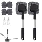 Windshield Window Cleaner Tool, Auto Windshield Magnetic Car Window Cleaner, Expandable Car Window Cleaner with Reusable Microfiber Pads and Spray Bottles (2pcs)