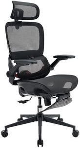 SIHOO B100 PRO Ergonomic Office Chair with Footrest, Mesh Office Chair with Adaptive Lumbar Support, Computer Chair with Wide Headrest, Desk Chair with 360° Rotatable Flip-Up Armrests, Jet Black