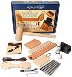 Realeather Basic Leather Craft Starter Kit - Basic Tools and Leather to Make a Key Fob, Bag Tag, Wristband, Cell Phone and Card Sleeve