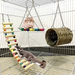 Ewolee Hamster Toys, 3 Pack Ferret Toys Rat Cage Toys, Hanging Ladder Hammock Swing for Small Animals Rat Hamster Gerbil Degu Guinea Pig Squirrel Ferret Parrot