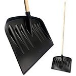 Snow Shovel Heavy Duty – 44cm Wide Snow Shovel Plastic Head, 120cm Long Wooden Handled Snow Pusher, Multipurpose Plastic Shovel for Snow, and Garden Debris