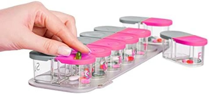 Sagely Smart XL Weekly Pill Organizer - 7 Day Pill Box 2 Times a Day with Free Reminder Alarm App (Large Enough to Fit Fish Oil, Cod Liver Oil, Vitamin D Supplements & Vitamins)(Pink/Gray)