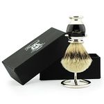 Haryali London Modern Black Silver Tip Badger Hair Shaving Brush Holder