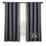 NICETOWN Grey Curtain - Short Blackout Curtains Thermal Insulated Panel Grommet Top Blind Shade for Bedroom (1 Panel, 52 x 54 Inch, Grey)