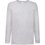 Fruit of the Loom Valueweight Children's Long-Sleeve T-Shirt Choice of Colours - Grey - One size