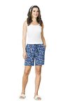 Van Heusen Women Allover Print Lounge Shorts - Modal Cotton - Functional Pocket, Superior Drape_55502_Blue Bud_S