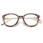 OYMI Clear Lens Glasses Round Eyeglasses Frame Non-Prescription Glasses for Women Men (Tortoise/Gold)