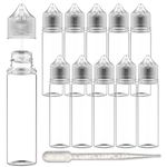 Chubby Gorilla 60ml V-3 Clear PET Plastic Unicorn Squeeze Bottle (10 Pack) Dropper bottle REUSABLE, Child Resistant Cap, Easy Drip Tip Applicator Dropper Bottles with Squeeze Dropper