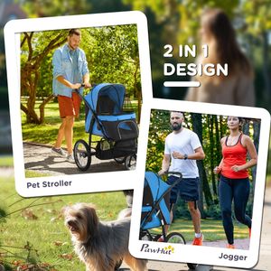 PawHut Dog Stroller – Blue Pet Carrier with Foldable Design