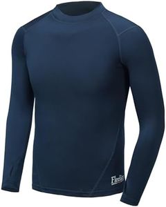 FitsT4 Youth Boys & Girls Compression Thermal Shirt Fleece Baselayer Long Sleeve Mock Neck Top Navy XS