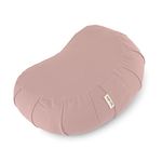 Basaho CRESCENT Zafu Meditation Cushion | Organic Cotton (OCS Certified) | Buckwheat Hulls | Removable Washable Cover (Pale Pink)