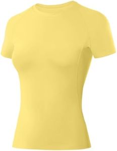 RIKUAOU Women's Compression Shirt Short Sleeve, Quick Dry Workout Tops Athletic T-Shirts Gym Yoga Running Sports Base Layer