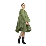 LAMA Waterproof Rain Poncho, Lightweight Reusable Rain Poncho Coat, Hiking Rain Coat Jacket with Hood and Carry Pouch for Adults Women Men, Outdoor Activities, Green