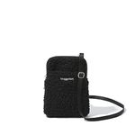 Baggallini Women's Take Two Bryant RFID Protected 5x7.25 Small Phone Wallet Crossbody Bags Lightweight Nylon Travel Purse, Black Faux Shearling, One Size