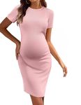 Ekouaer Women's Maternity Dresses Short Sleeve Coral Pink L