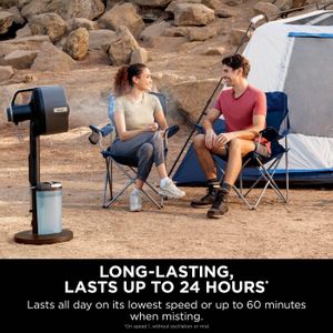 Shark FlexBreeze Pro Cordless Indoor & Outdoor Fan – Misting, 20m Reach, 24hr Runtime, Pedestal/Table, 5 Speeds, Remote, Charcoal Grey