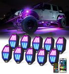 Xprite RGBW LED Rock Lights Kit, 220° Wide Angle Pure White Aluminum Car Underglow Neon Light with Bluetooth APP & Wireless Remote, Compatible with Off-Road Jeep Trucks UTV ATV 10 Pods
