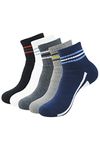 Balenzia Men's Cushioned High Ankle Sports Socks- Pack of 3 and 5 (Black, Navy, White, Light Grey, Dark Grey)