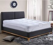 NIGHTSLEEP Microfibre Mattress Topper, 4 Inch/10cm Thick, Supersoft Heavy Fill, Single, Double, King, Super King, Box Stitched, Elasticated Corner Straps, White (Double)