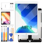 LADYSON Screen Replacement For IPad Air 3 3rd Gen 2019 LCD Display Touch Screen Digitzer Full Glass Assembly A2152 A2123 A2153 A2154 with Tools +Tempered Glass (White)