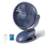 OCOOPA Desk Fan Clip On Fan for Pram, Mini Stroller Fan, 3600mAh Rechargeable Portable Table Fans,Battery Operated&360° Rotation Personal Desktop Fans for Baby Stroller PushChairs Bed Camping,Blue