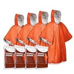 Emergency Survival Rain Poncho - 4 Pack Thermal Mylar Foil Blanket - Reversible Waterproof Heat Retention Rain Protection - Bushcraft Outdoor Gear