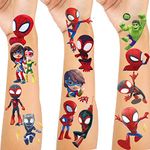 Spidey and His Amazing Friends Temporary Tattoos Stickers(8 sheets) Birthday Party Supplies Anime Cartoon Fake Tattoos Stickers Party Favors for Kids Boys Girls