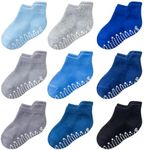 SockWaddles Baby Socks 9 Pairs Cozy Anti-Slip Toddler Socks,Cotton Grip Ankle Multicolor Socks for Kids Boys Girls Infant Children Aged 0-6/6-12 Months,1-3/4-7 Years