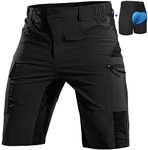 Cycorld Mountain-Bike-Shorts-Mens-Padded Biking Baggy Cycling Short Padding Liner with Zip Pockets (Black, Large)