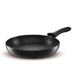 KENT Hard Anodised Frying Pan 24 Cm|1.8L|Non Reactive, Non Toxic, & Non Staining Food Grade Surface|3.25Mm Thick Base for Uniform Heating|Cool Touch Bakelite Handle|Induction Friendly, Black