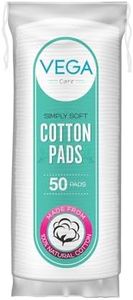 Vega Organic Cotton Pad for Makeup Remover & Face Cleansing, (50 Pieces)