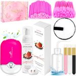 200ml/6.7fl.oz Lash Extension Cleanser Eyelash Shampoo Kit Mini USB Portable Lash Fan Eyelid Cleaning Brush Mascara Brush Mini Applicator Makeup Remover Cleaning Pad Wash Bottle Gentle Cleaning