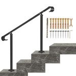 VEVOR Wrought Iron Handrail, Fit 2 or 3 Steps Outdoor Stair Railing, Adjustable Front Porch Hand Rail, Black Transitional Hand railings for Concrete Steps or Wooden Stairs with Installation Kit