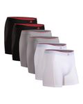 DANISH ENDURANCE Men's Bamboo Boxers Soft, Comfortable, Breathable Underwear, Tagless, With or without fly, 6 Pack, Large Multicolour (2x Black, 2x Grey, 2x White)