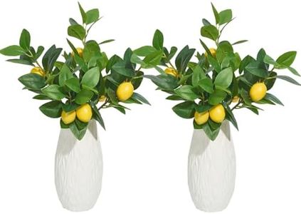 Vicrol 6 PCS Artificial Lemon Branches for Vase 18 Inch Fake Lemons Fruit Picks Faux Lemons Tree Decor Realistic