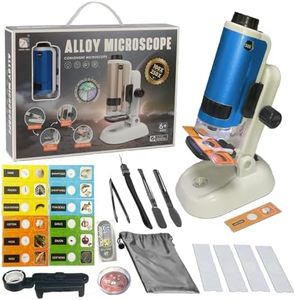Kids Microscope Toy with 14 Specimen Slides, SETFLAGS 100-250x Zoom Portable Handheld Miniscope Pocket Microscope for Kids,2 in 1 Science Experiment Toy, STEM & Science Kits for Kids Age 6-12