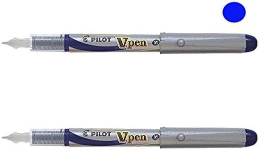 Pilot V-Pen Silver Lot de 2 stylos-plume jetables Encre liquide de couleur bleue