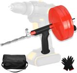 50 Foot Drain Auger,Use Manually or Drill Powered,Heavy Duty Flexible Plumbing Snake,With Gloves and Storage Bag,for Kitchen Sink