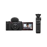 Sony Vlog camera ZV-1F | Digital Camera (Vari-angle Screen, 4K Video, slow motion, Vlog features) - Black + Sony GP-VPT2BT Handgrip (for Selfies and Vlogging, Can Also be Used As a Tripod) Black