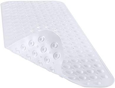 YINENN Bath Tub Shower Mat Anti-Bacterial Non-Slip and Phthalate Latex Free,Mildew Resistant and Machine Washable Eco-Friendly Bath Mat with 40X16 inch (White)