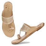 Shoegazing Kolhapuri Chappal for Women Stylish, Flat Fashion Sandals & Ethnic Slippers for Girls| COMFORTABLE BRANDED SANDALS FOR WOMEN (PINK, UK Footwear Size System, Adult, Women, Numeric, Medium, 6)