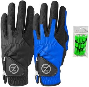 Zero Friction Male Men's Compression-Fit Synthetic Golf Glove (2 Pack), Universal Fit Black/Blue, One Size