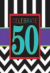 Amscan 50s Celebration Theme Must Have Beverage Table Napkins, Black/White/Cyan Blue/Violet, 5"X5"