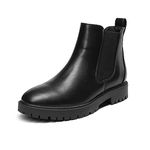 DREAM PAIRS Women's Chelsea Ankle Boots Fashion Slip-on Elastic Fall Low Heel Booties Shoes,Size 8,Black/Pu,DAB213